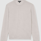 Wessex Merino Wool Crew-Neck Jumper In Stone Mouline