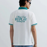 Replay Monte Carlo Country Club Collection Pique Polo Shirt With Print Gardenia