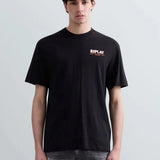 Replay Relaxed-Fit T-Shirt with Fiji Print in Black
