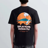 Replay Relaxed-Fit T-Shirt with Fiji Print in Black