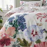 RHS Exotic Garden 200 Thread Count Cotton Reversible Double Duvet Cover Set with Pillowcases White