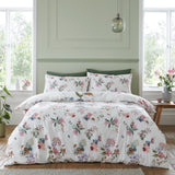 RHS Exotic Garden 200 Thread Count Cotton Reversible Double Duvet Cover Set with Pillowcases White