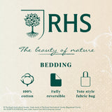 RHS Exotic Garden 200 Thread Count Cotton Reversible Double Duvet Cover Set with Pillowcases White