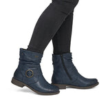 Rieker Ruched Mid Boot In Blue