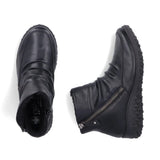Rieker Ruched Zip Ankle Boot In Black