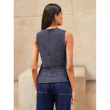 Ro&Zo Blue Sparkle Drape-Front Top