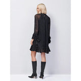 Ro&Zo Beatrix Silver Foil Frill-Sleeve Mini Dress