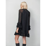 Ro&Zo Beatrix Silver Foil Frill-Sleeve Mini Dress