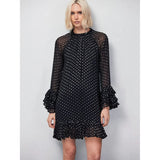 Ro&Zo Beatrix Silver Foil Frill-Sleeve Mini Dress