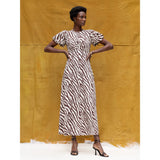 Ro&Zo Brown Zebra Print Puff Sleeve Dress
