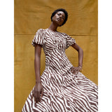Ro&Zo Brown Zebra Print Puff Sleeve Dress