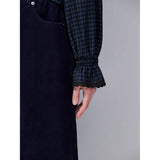 Ro&Zo Check Ruffle-Detail Blouse In Navy