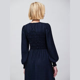 Ro&Zo Check Shirred Bodice Dress In Blue