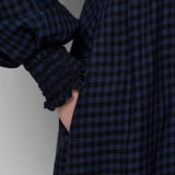 Ro&Zo Check Shirred Bodice Dress In Blue