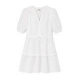 Ro&Zo Cheesecloth Frill-Detail Mini Dress In Ivory