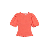 Ro&Zo Cheesecloth Shirred Top In Coral