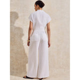 Ro&Zo Cheesecloth Wide-Leg Trousers In White
