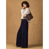 Ro&Zo Cord Drawstring Wide Leg Trousers in Navy