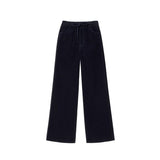 Ro&Zo Cord Drawstring Wide Leg Trousers in Navy