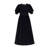 Ro&Zo Cord Puff Sleeve Midi Dress In Navy