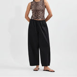Ro&Zo Cotton Barrel Leg Trousers In Black