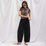 Ro&Zo Cotton Barrel Leg Trousers In Black