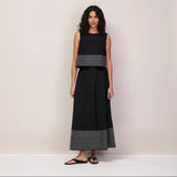 Ro&Zo Cotton Contrast-Stitch Maxi Skirt In Black