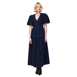 Ro&Zo Denim Puff Sleeve Midi Dress