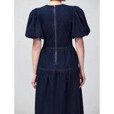 Ro&Zo Denim Puff Sleeve Midi Dress