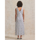 Ro&Zo Ditsy-Print V-Neck Midi Dress In Blue