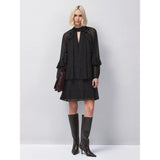 Ro&Zo Black Dobby Ruffle Short Dress