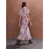 Ro&Zo Elodie Pink Animal High Neck Dress In Pink