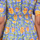 Ro&Zo Floral Print Trim Insert Dress In Blue
