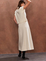 Ro&Zo Fluffy Short-Sleeved Knit in Cream