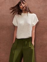 Ro&Zo Fluffy Short-Sleeved Knit in Cream