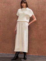 Ro&Zo Fluffy Short-Sleeved Knit in Cream