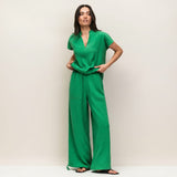 Ro&Zo Frill-Neckline Cheesecloth Top In Green