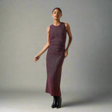 ro&Zo Gabriela Burgundy Super Sparkle Column Midi Dress