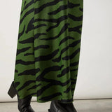 Ro&Zo Green Zebra Print Bias Cut Maxi Skirt in Green