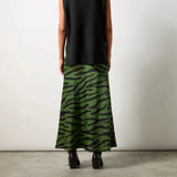 Ro&Zo Green Zebra Print Bias Cut Maxi Skirt in Green