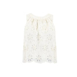 Ro&Zo Ivory Broderie Scallop Hem Top in Cream