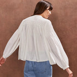 Ro&Zo Ivory Smocked Detail Blouse In Ivory