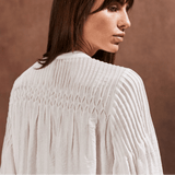 Ro&Zo Ivory Smocked Detail Blouse In Ivory