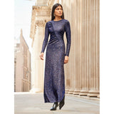 Ro&Zo Kylie Midnight Blue Sparkle Ruched-Front Maxi Dress in Blue