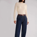Ro&Zo Lace High Neck Top In Ivory