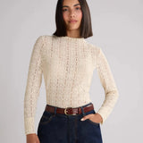 Ro&Zo Lace High Neck Top In Ivory