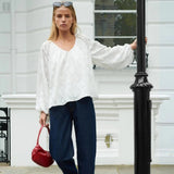 Ro&Zo Leopard Jacquard Blouson Sleeve In Ivory