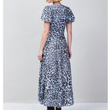 Ro&Zo Leopard-Print Button-Detail Dress In Blue