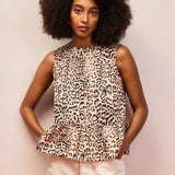 Ro&Zo Leopard Print Cotton Peplum Top