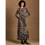 Ro&Zo Leopard Print Waist Detail Maxi Dress in Brown
